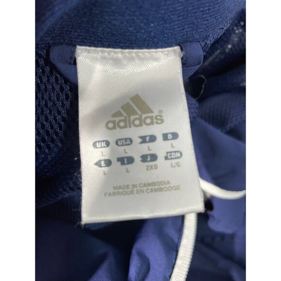 Adidas Windbreaker Track Jacket Large Blue Striped Athletic Workout Gym Jogging - Picture 7 of 7